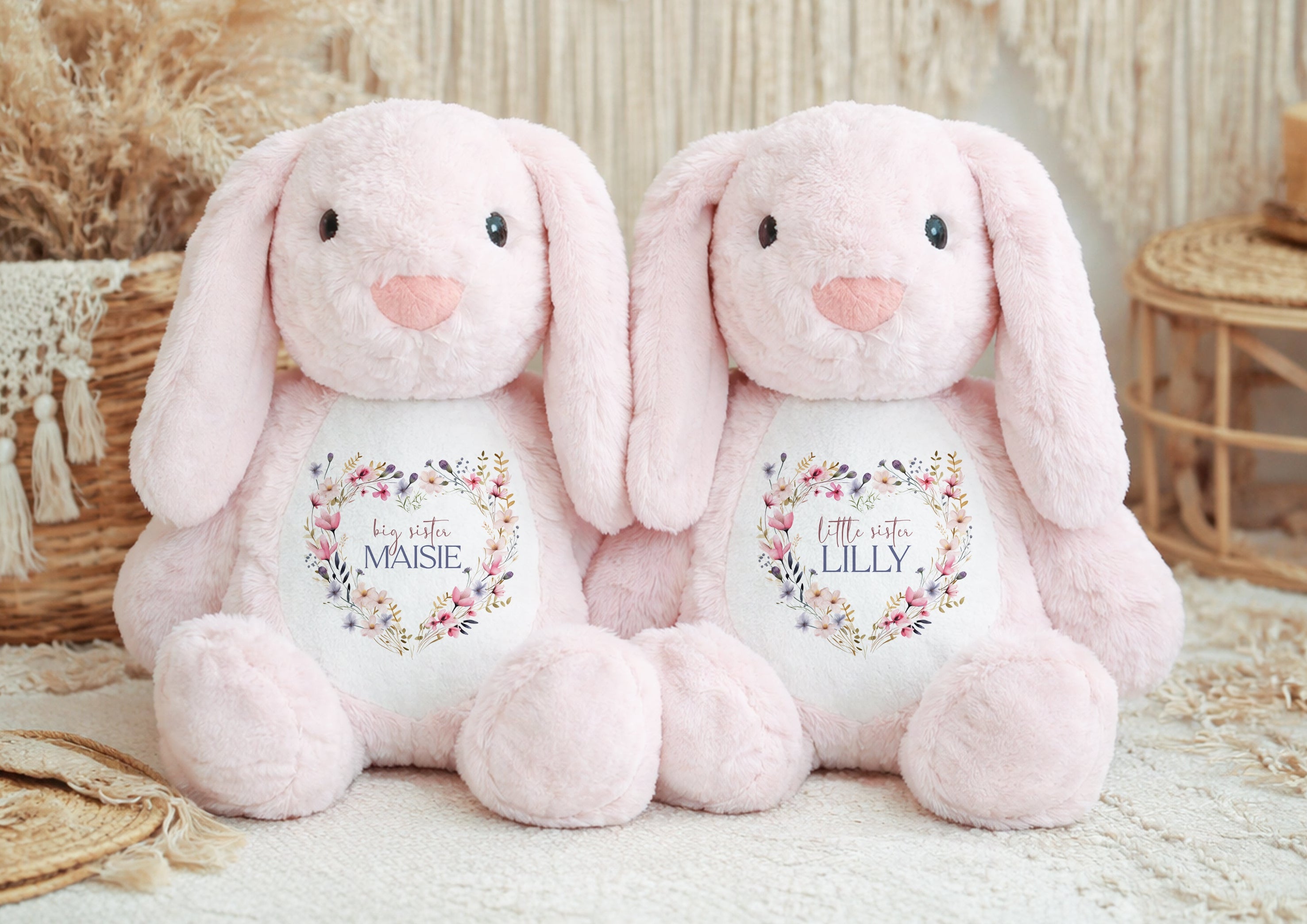 personalised big sister little sister plush toy