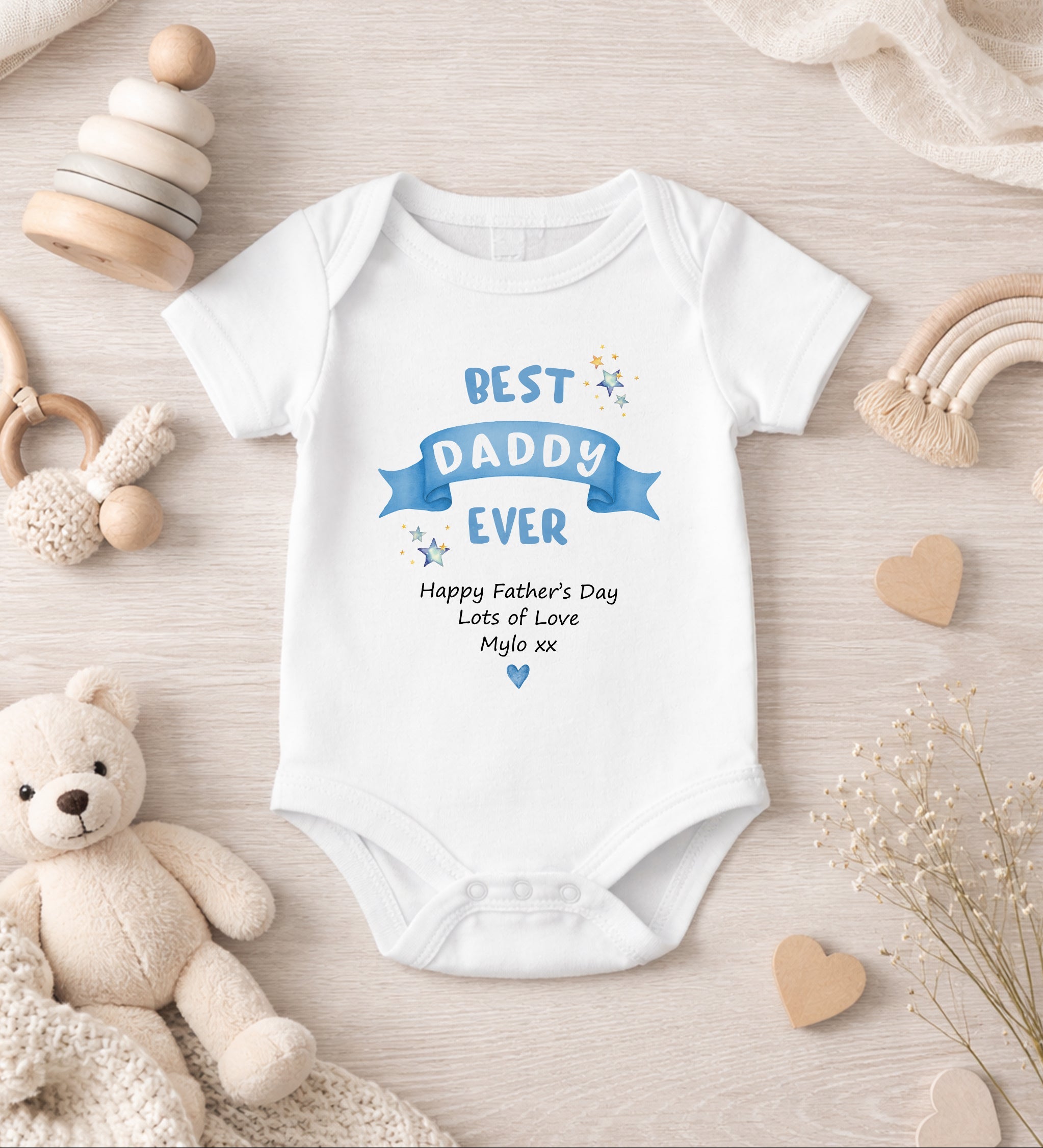 personalised first fathers day baby vest best daddy ever outfit