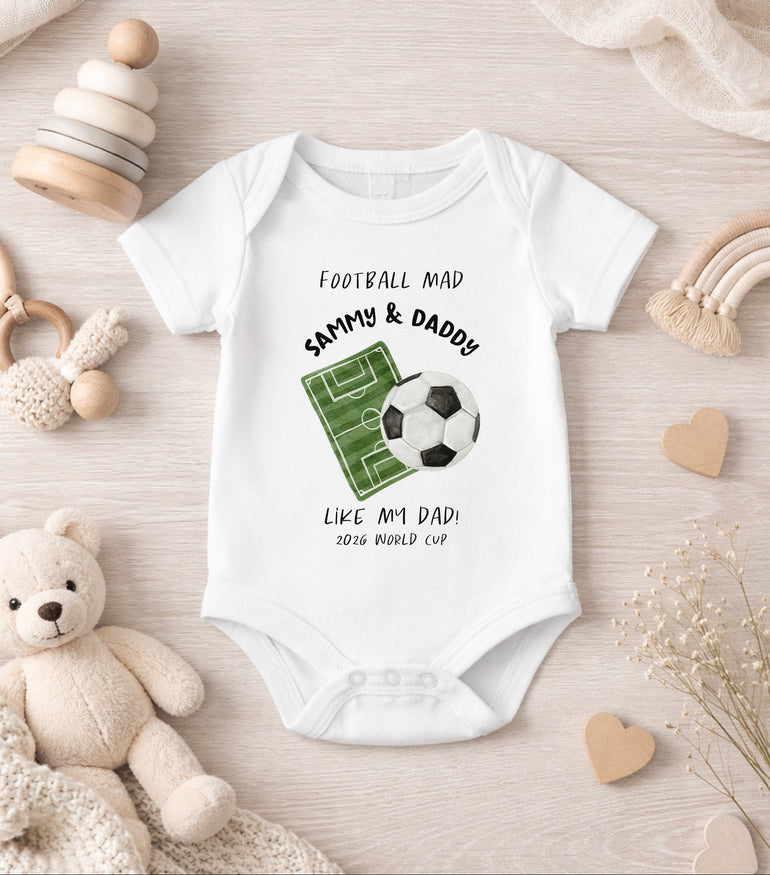 football mad like my daddy baby outfit football baby clothing