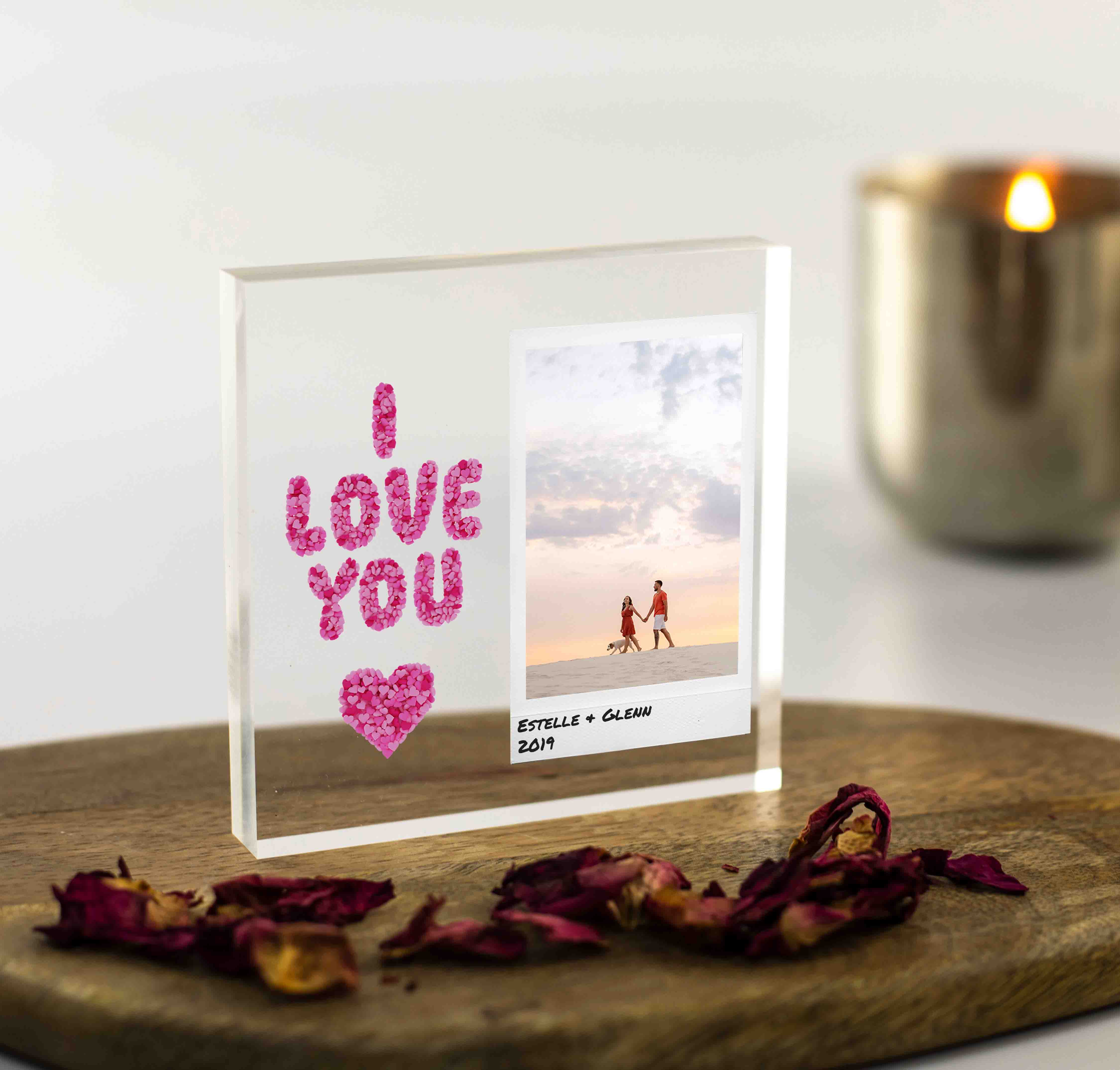 'I Love You' Polaroid Personalised Acrylic Photo Block PersonalisedBee