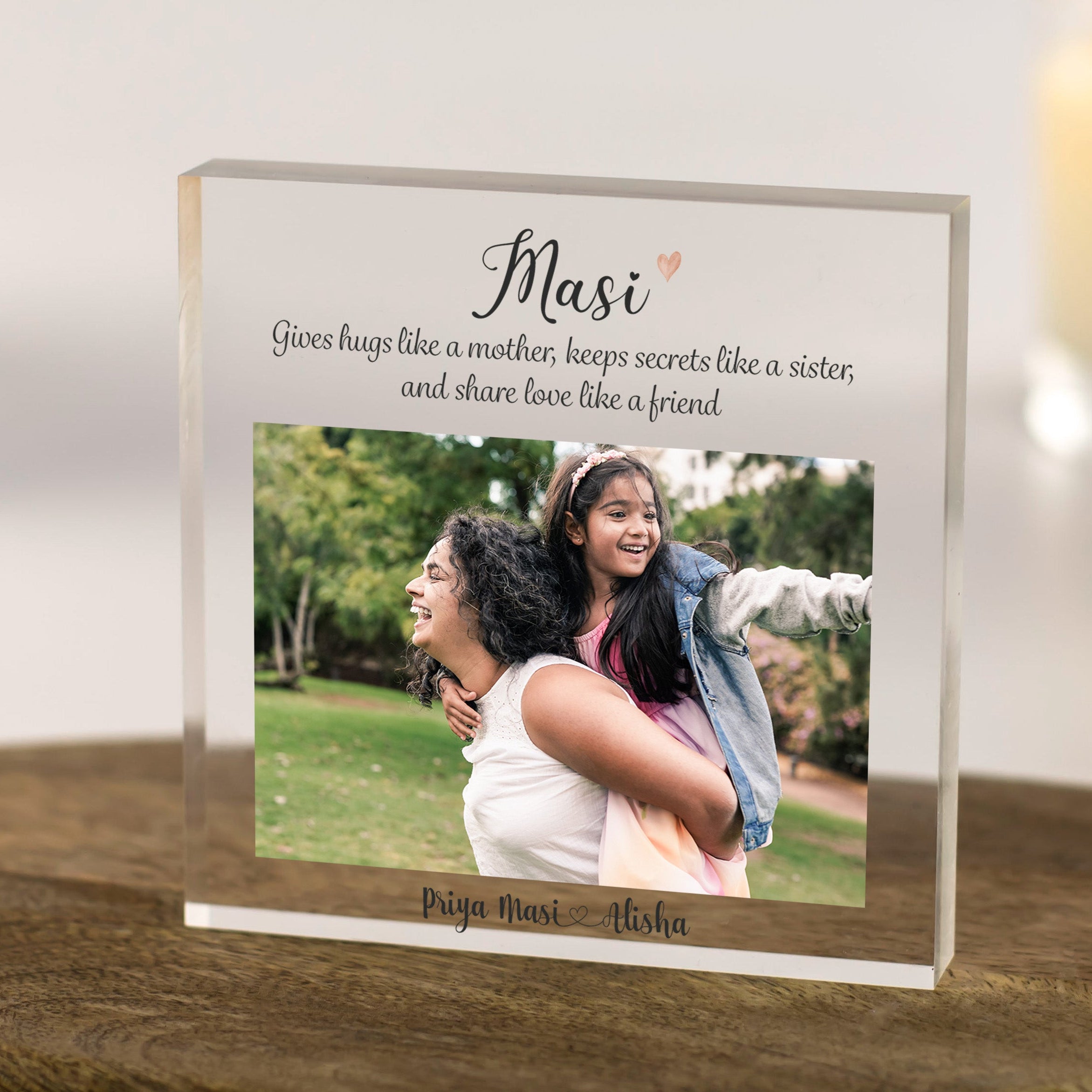 personalised Masi photo gift, diwali, christmas, mothers day desi gifts for hindu sikh 