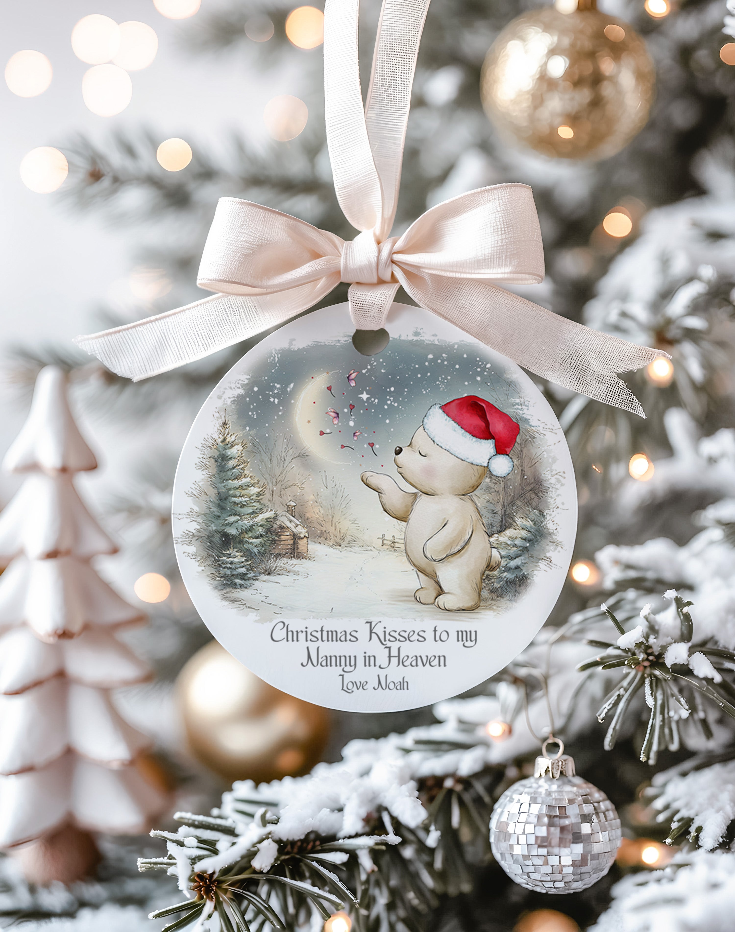 Christmas kisses to my nanny in heaven bauble, in memory of mum, dad, loved one