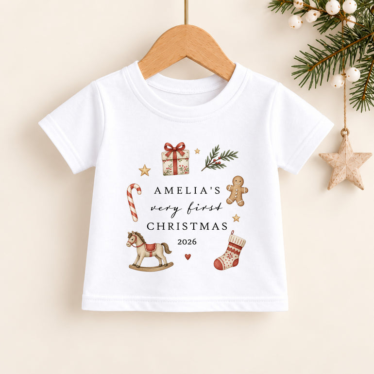 Personalised My First Christmas kids T-shirt with name and year