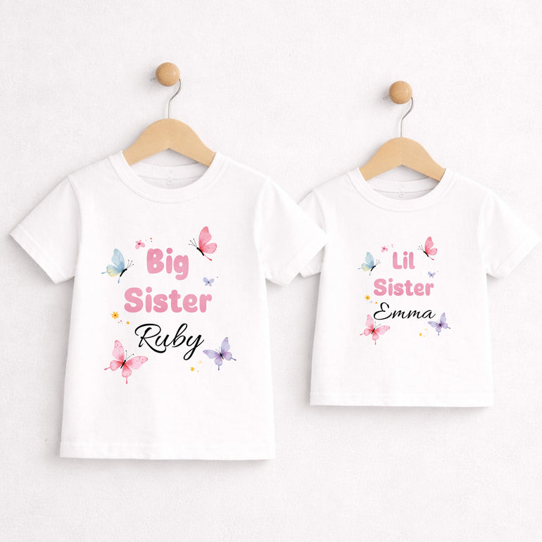 big sister little sister match butterfly tshirts