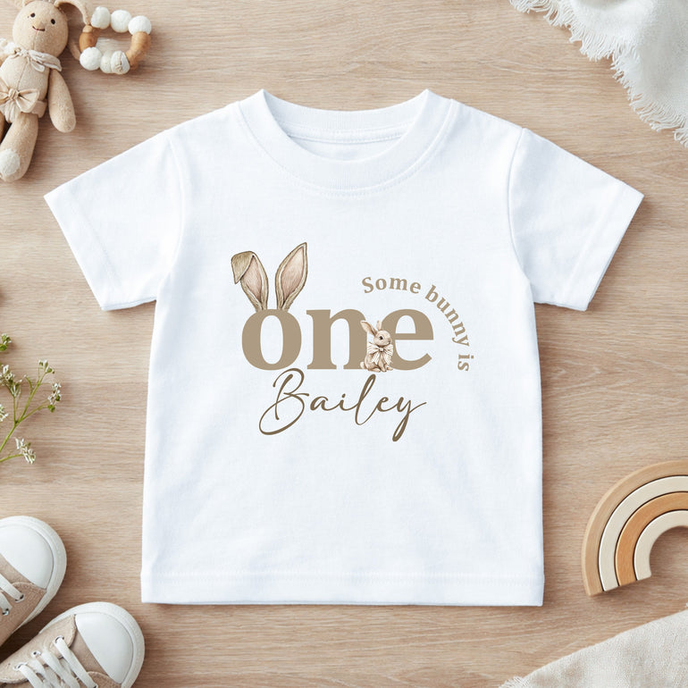personalised first birthday outfit neutral bunny baby