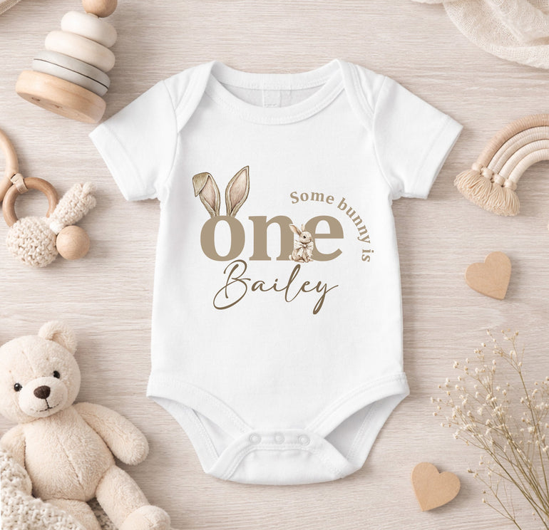 some bunny is one baby vest neutral custom name