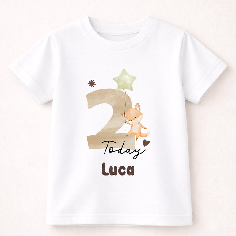 Custom 2nd birthday t-shirt fox design with child name