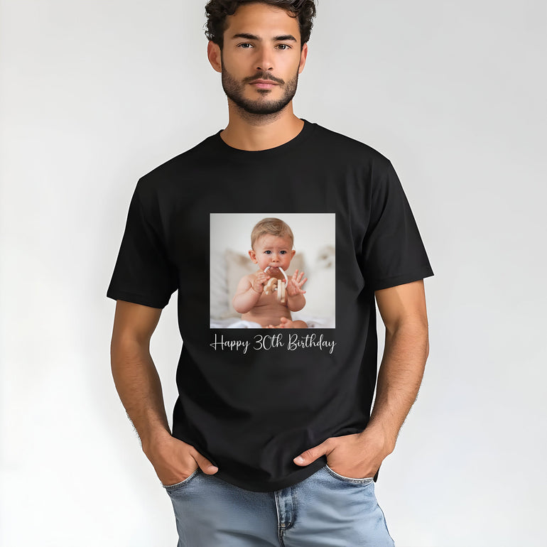 personalised birthday t shirt with photo and text