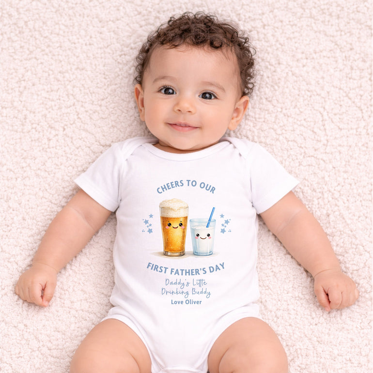 Personalised Beer and Milk Father's Day Baby outfit