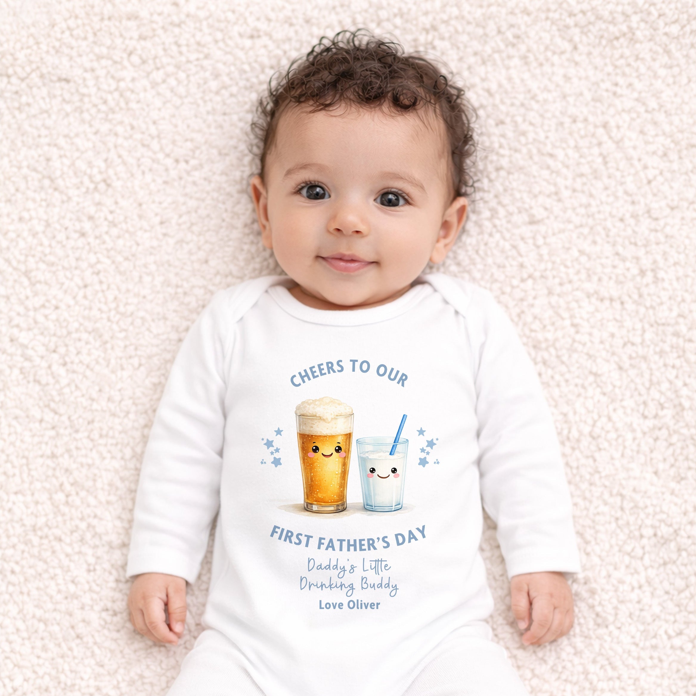 first fathers day baby outfit cheers milk beer design