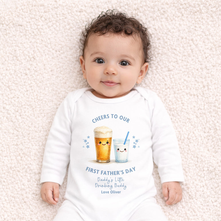 first fathers day baby outfit cheers milk beer design