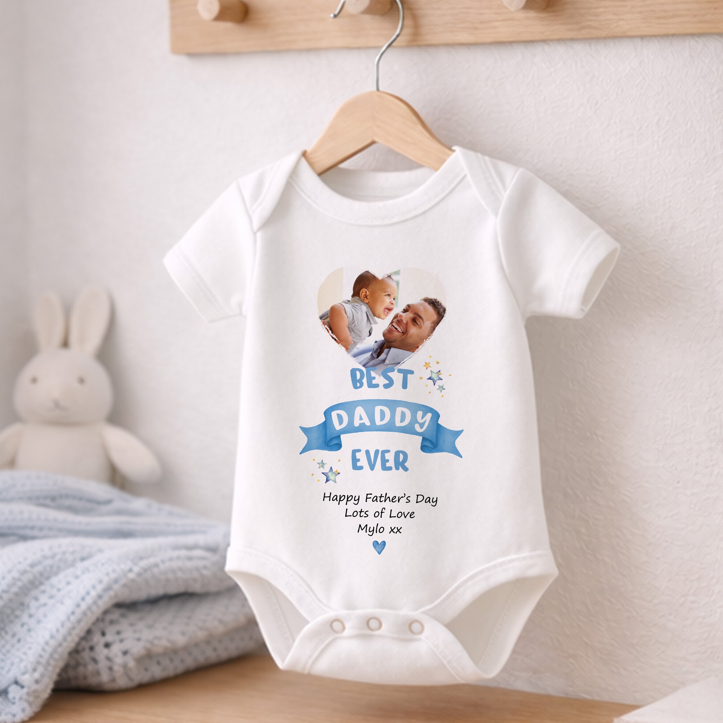 personalised fathers day baby vest with photo