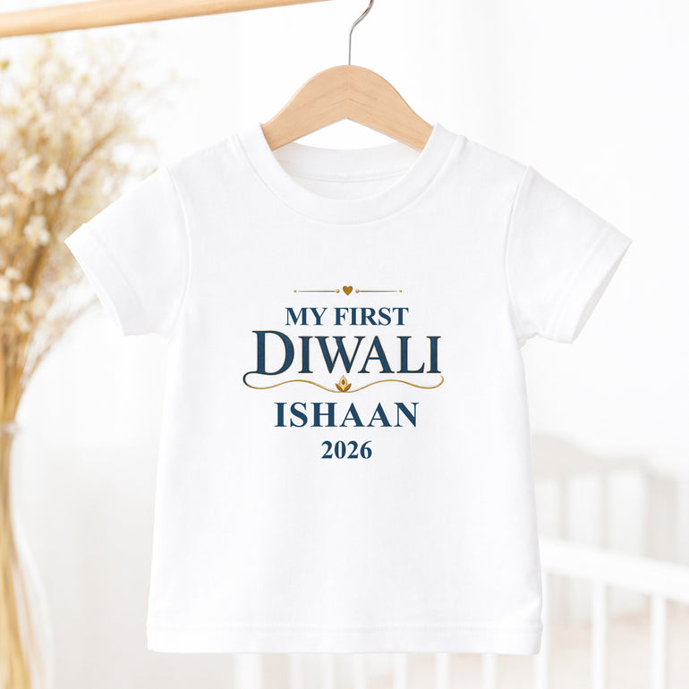 Personalised My First Diwali children’s T-shirt with name and celebration year