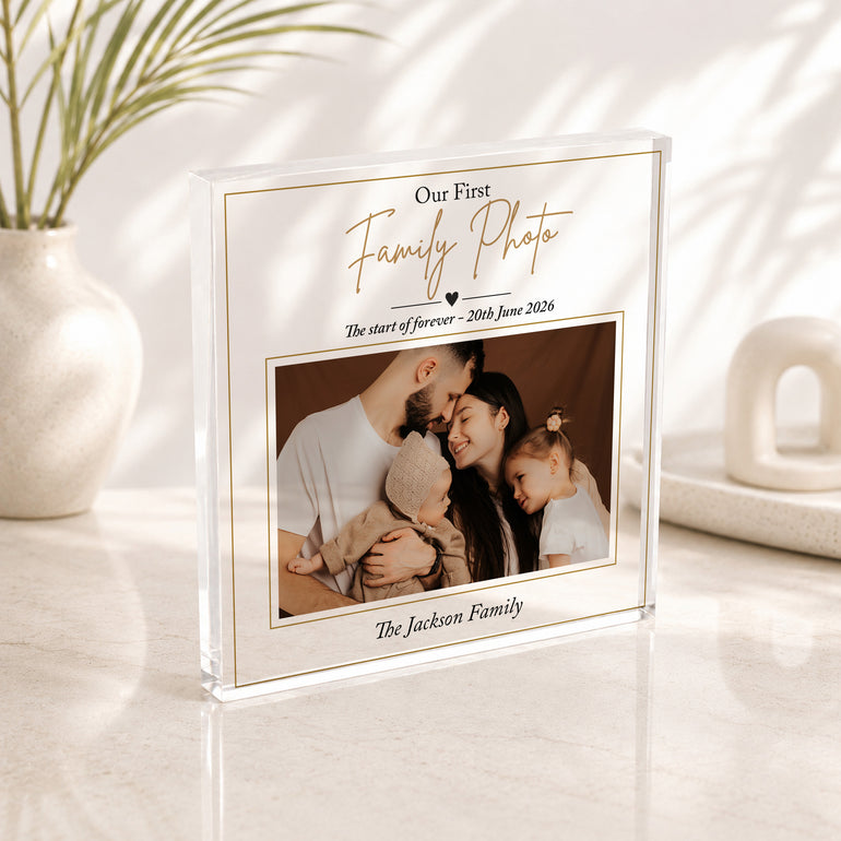 Personalised First Family Photo Acrylic Block | Keepsake