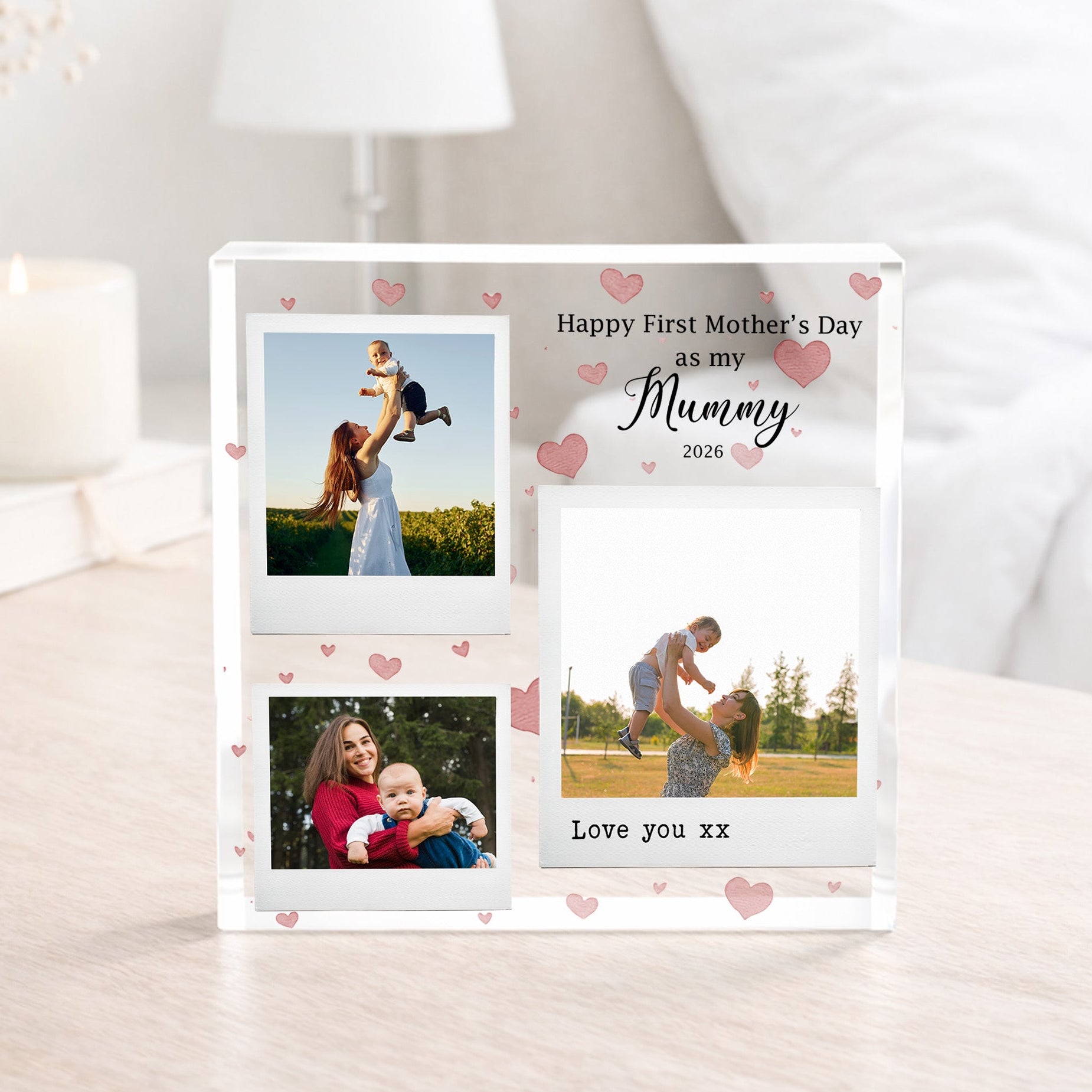 1st Mother’s Day personalised photo acrylic block gift for mummy nanny or auntie freestanding clear acrylic