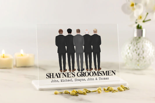 Groomsmen Party Illustration - Personalised Wedding Acrylic Plaque