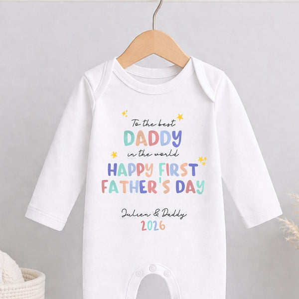 PERSONALISED FIRST FATHERS DAY BABY GROW GIFT FOR DADDY
