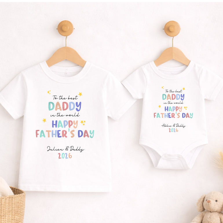 best Daddy Happy Fathers Day baby and kids outfit sibling matching
