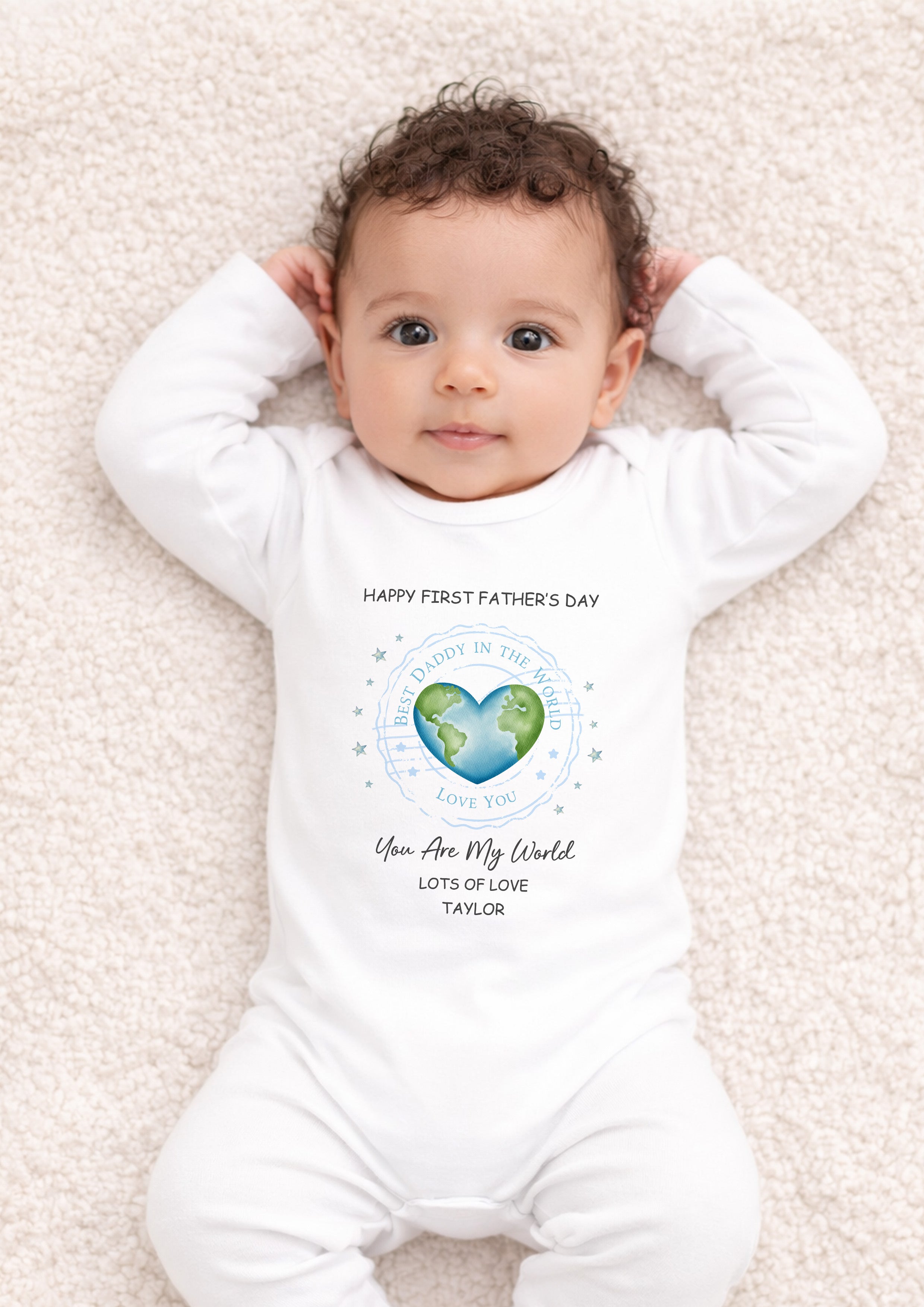 Personalised baby grow first fathers day gift from baby