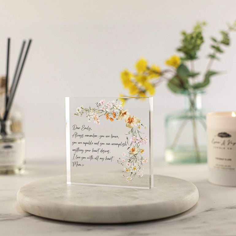 Gift for daughter personalised from Mum Mom Floral Plaque Graduation gift, inspirational gifts, Daughter christmas gift, Mother daughter gift New job