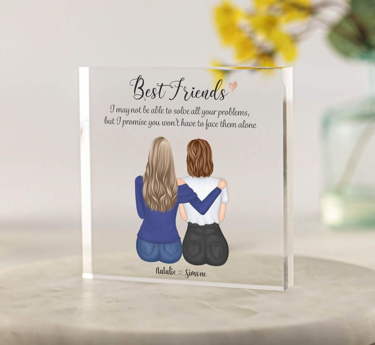 I&#39;ll be there friendship gift for best friend, friends, Sister, Daughter, Best friends print picture 2 figures characters custom drawing portrait art holiday gifts unique sentimental and thoughtful