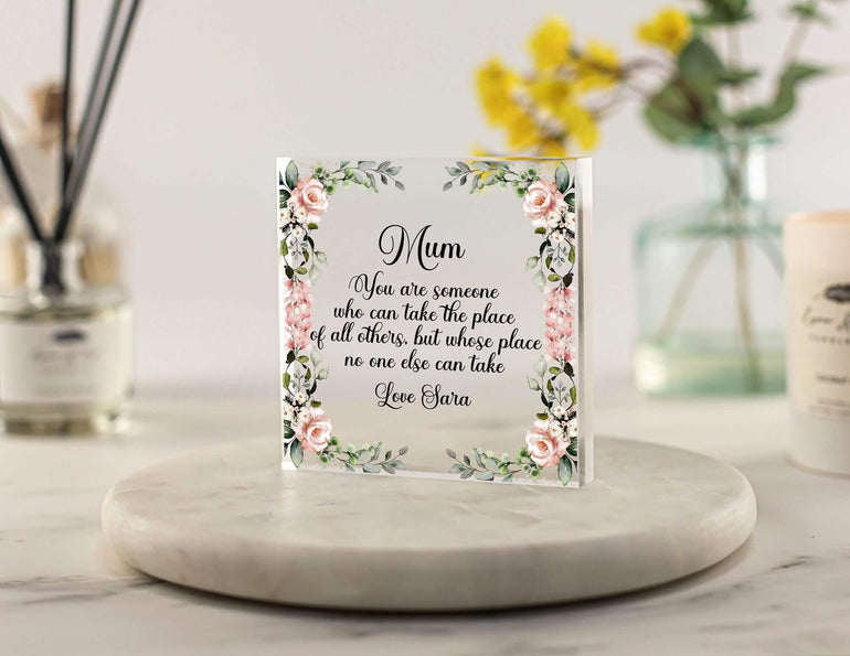 Mothers Day Gift for Mum, First Mothers Day Gift, Mummy Gifts, Personalised Gift for Mummy, From Baby, Birthday, Floral Mom Acrylic Block