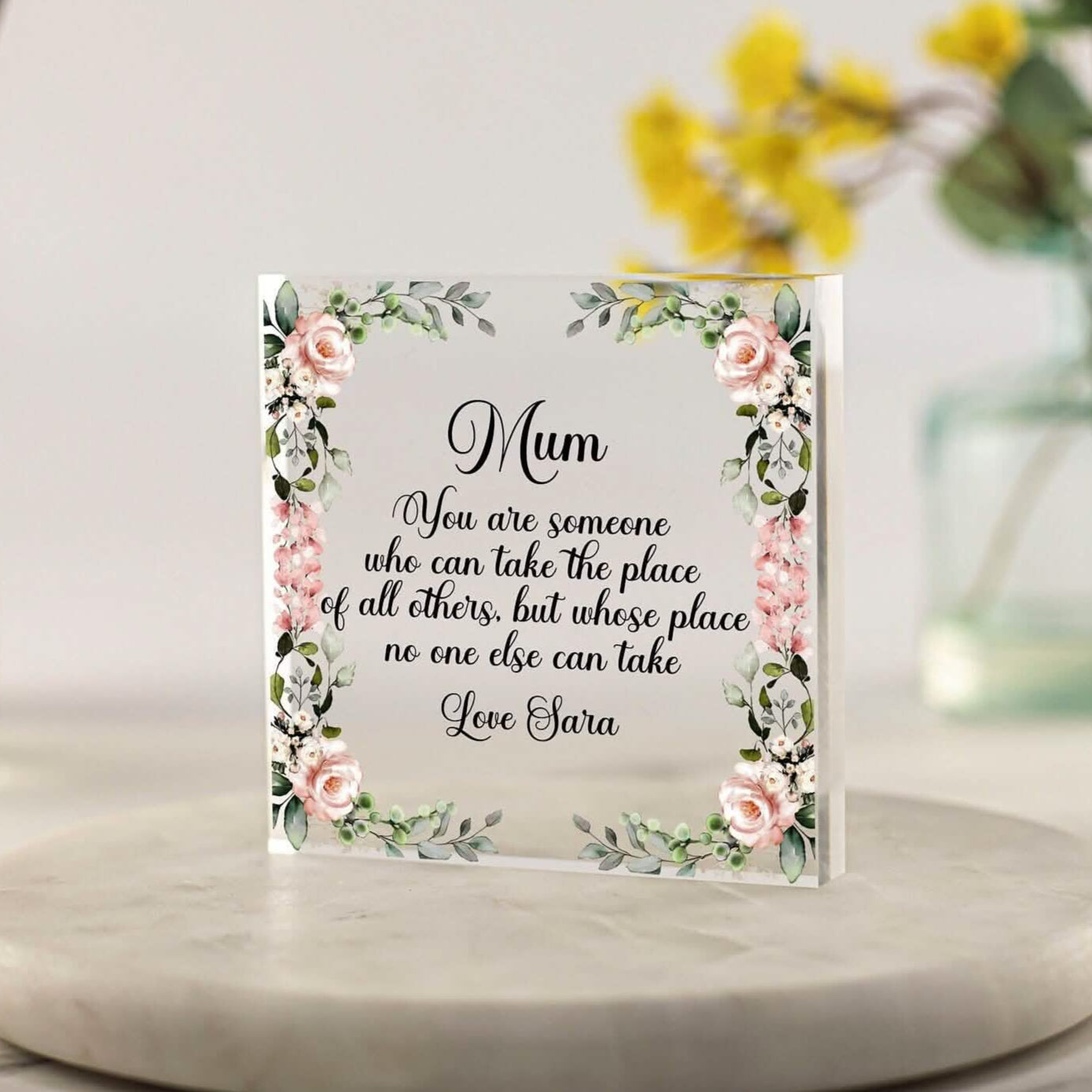 Mum Gifts, Mom Gifts, Mother Gifts, Mother&#39;s Day gift, Personalised Gift for Mums Floral Acrylic Block