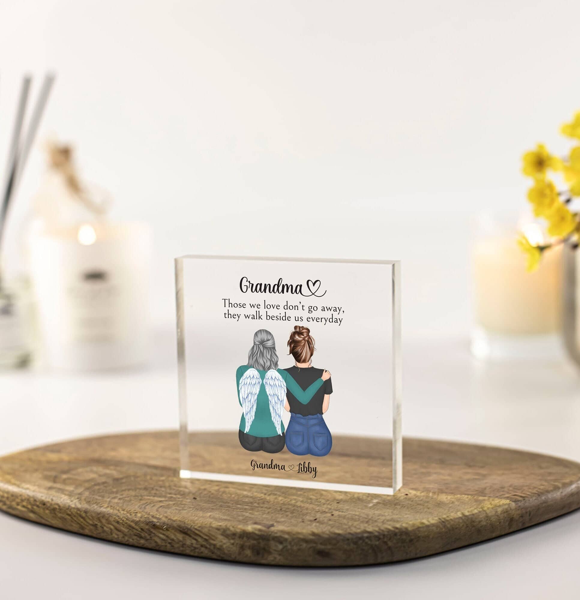 Grandma Loss, Nanny memorial keepsake, sympathy gift for granddaughter, Gran and daughter print,custom memorial gifts, Custom portrait print, Death condolences funeral acrylic block art