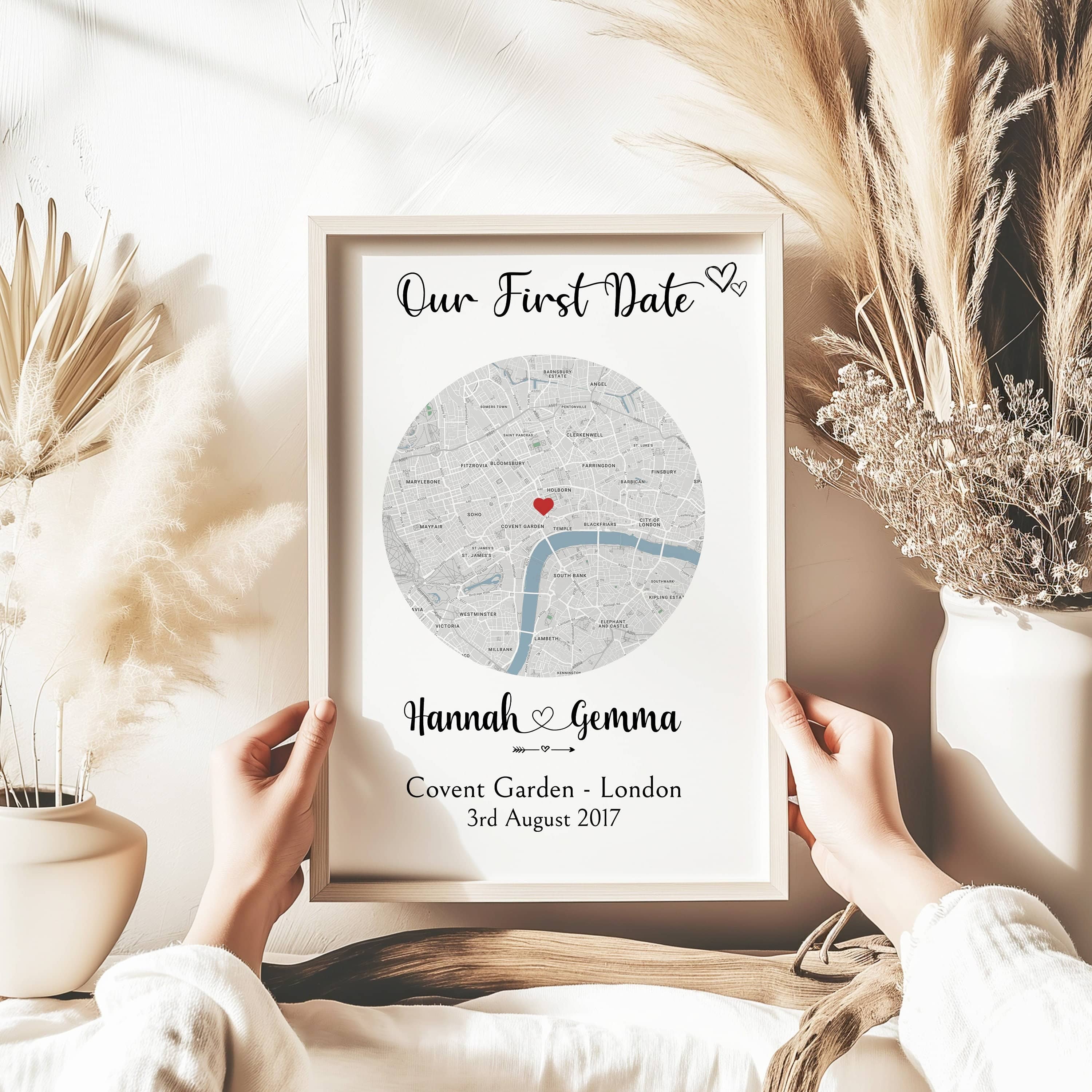 Our First Date Personalised Map, Custom Map Print, Where We Met, Home ...