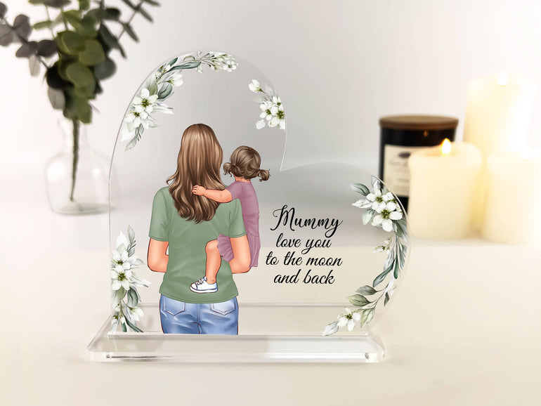 Personalised Mothers Day for Mummy, Mum Gift, Gift from Daughter, Mommy Birthday Gifts, Mother Gift, Christmas Gift, Heart Acrylic Plaque