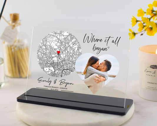 Custom Map Gift, Where it all Began, Our First Date, Personalised Anniversary Gifts, Engagement Map, Valentines Day Gifts, Boyfriend, Girlfriend