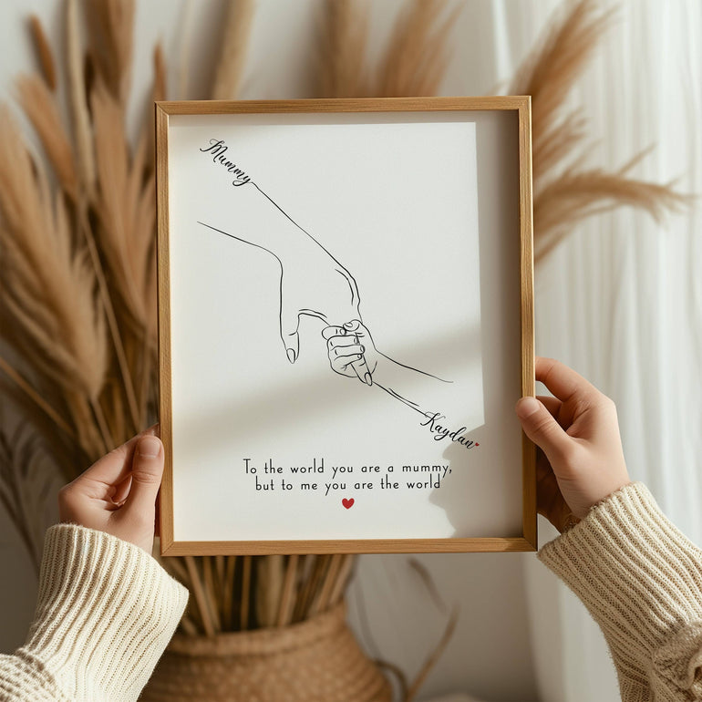 Mummy and Me, New Mum Gift, New Baby Gift, Newborn Art, 1st Mothers Day, Mother and Baby Print, Hands Line Art, Personalised Wall Art Poster