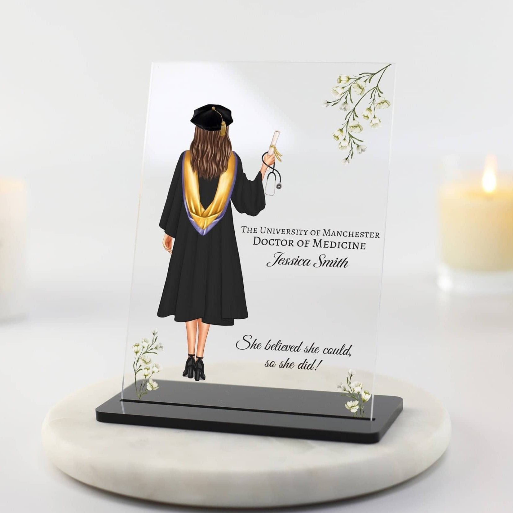 PhD Graduation Gift, Graduation Plaque, Doctorate Grad Gift for Her, Graduation Gifts Doctor, Professor Gift, Congratulations Acrylic Plaque
