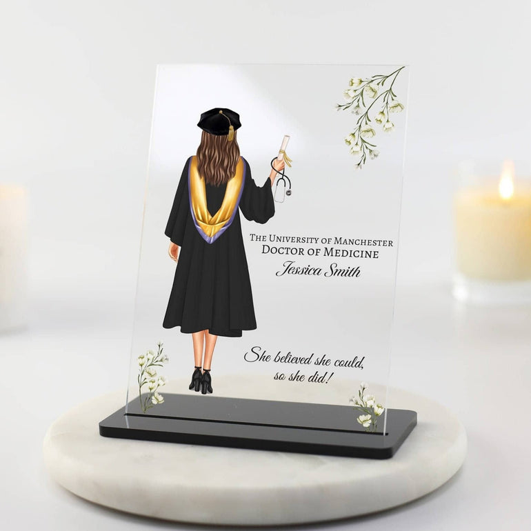 PhD Graduation Gift, Graduation Plaque, Doctorate Grad Gift for Her, Graduation Gifts Doctor, Professor Gift, Congratulations Acrylic Plaque