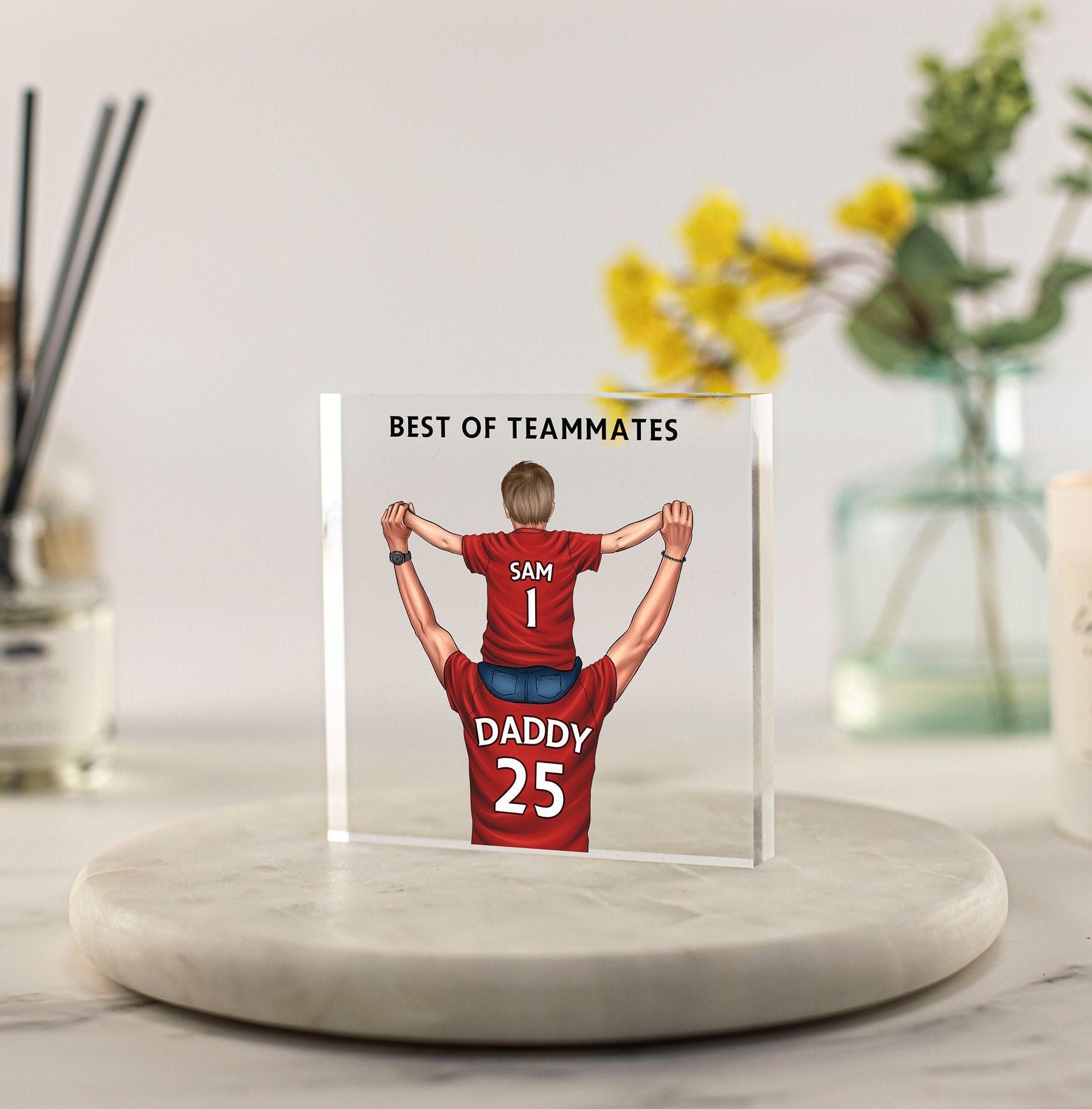 Custom Football Gift for Dad, Personalised Football Team, Father and son, father and daughter Gifts, uncle,stepdad, grandad acrylic block, best of teammates