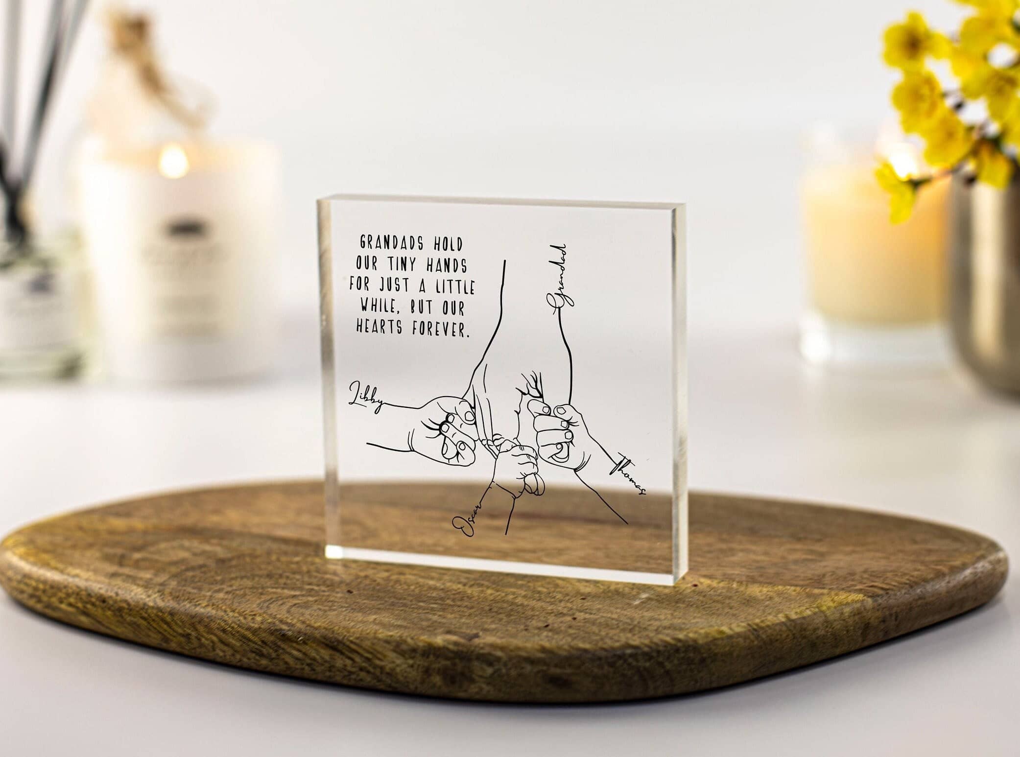Grandad Gift, Fathers Day Gifts from Grandkids, Personalised Names Hands Custom Gift for Grandpa, Birthday gift for Granddad, Gifts for Him