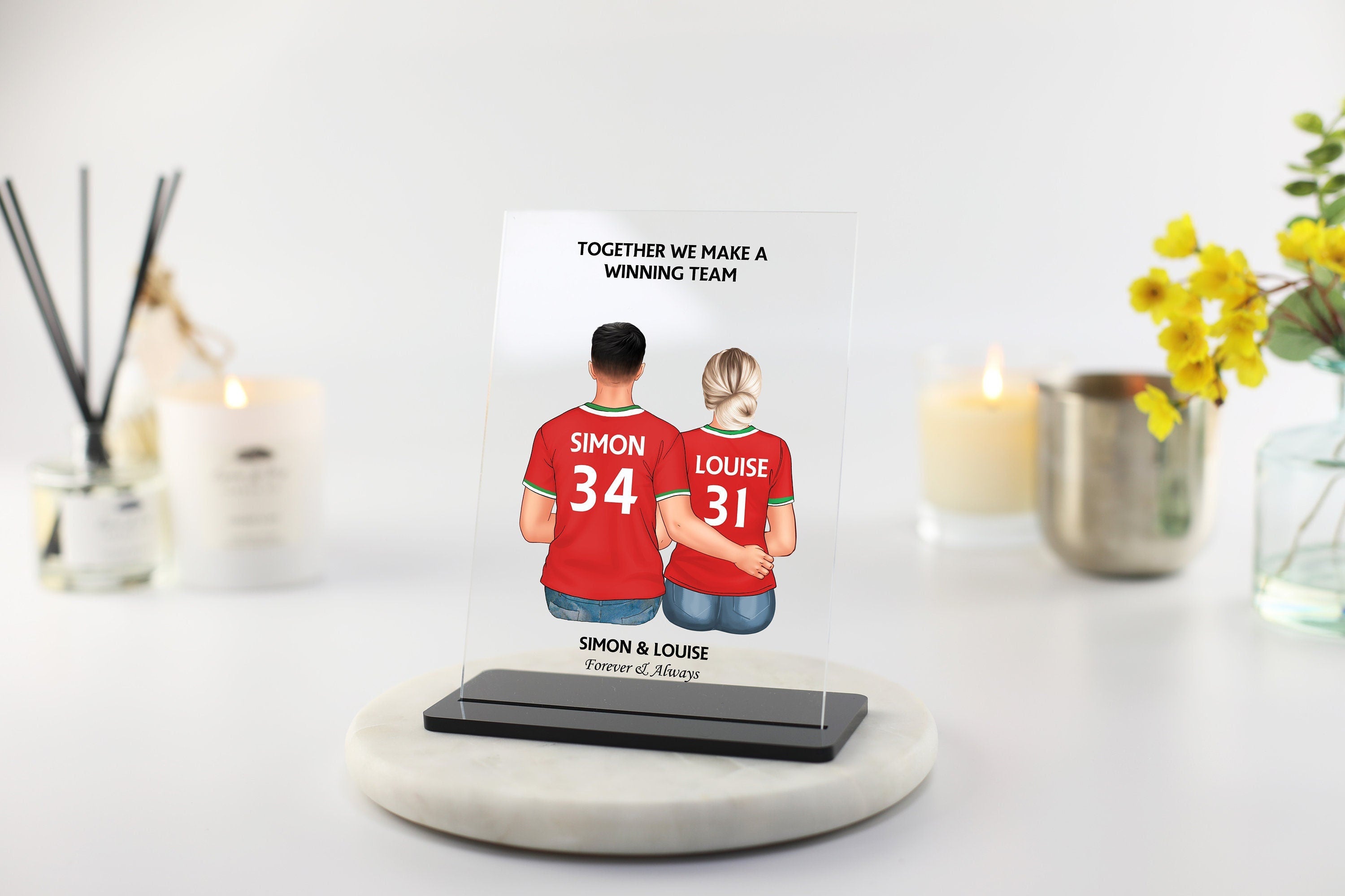 Football Gifts for Boyfriend, Husband, couples, Footie fan, Husband wife gifts, christmas gifts, couple and dog print, personalised christmas gifts, housewarming, manchester,liverpool