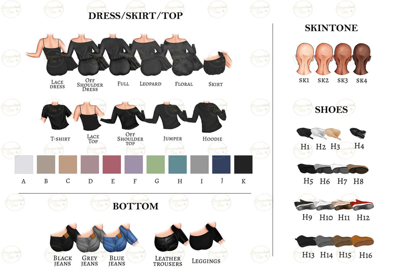 Personalised Gift for Mum, Mother and Daughters Portrait - Custom Family Print - Customise Hair, Clothing, Skin Tones, Names