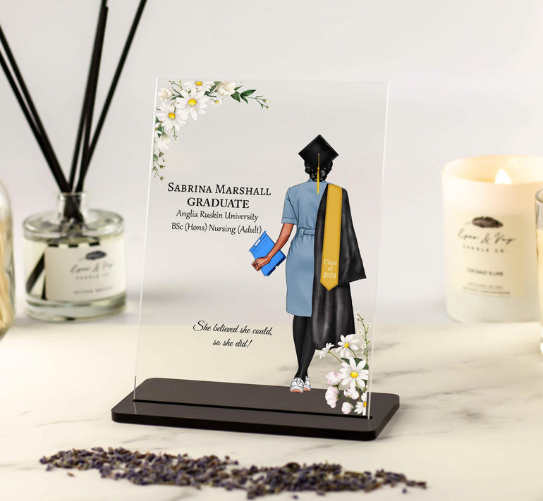 Personalised Nurse Graduation Gift, Graduation Plaque, Congrats Gift for Her, for Friend, Daughter, Granddaughter, Sister, Coworker