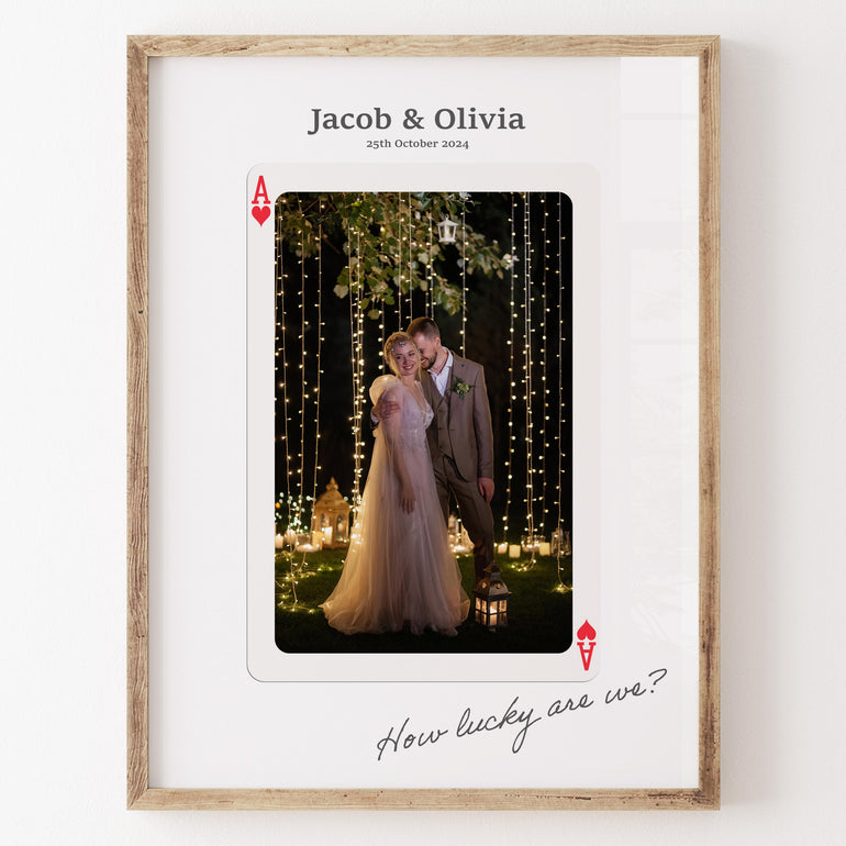 Playing Card Print, Photo Gifts for Couple, New home, Newly weds Keepsake, wedding photo print, Special photo wall art home decor, modern photo poster ace of hearts prints