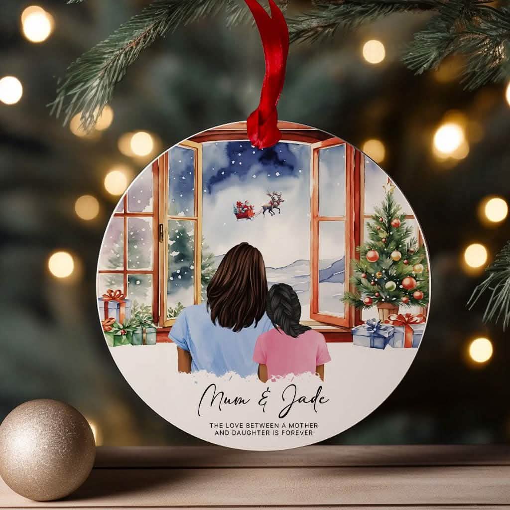 Mummy and girl christmas bauble, single parent xmas gift, Mummy and me cute ornament present The love between a mother and daughter