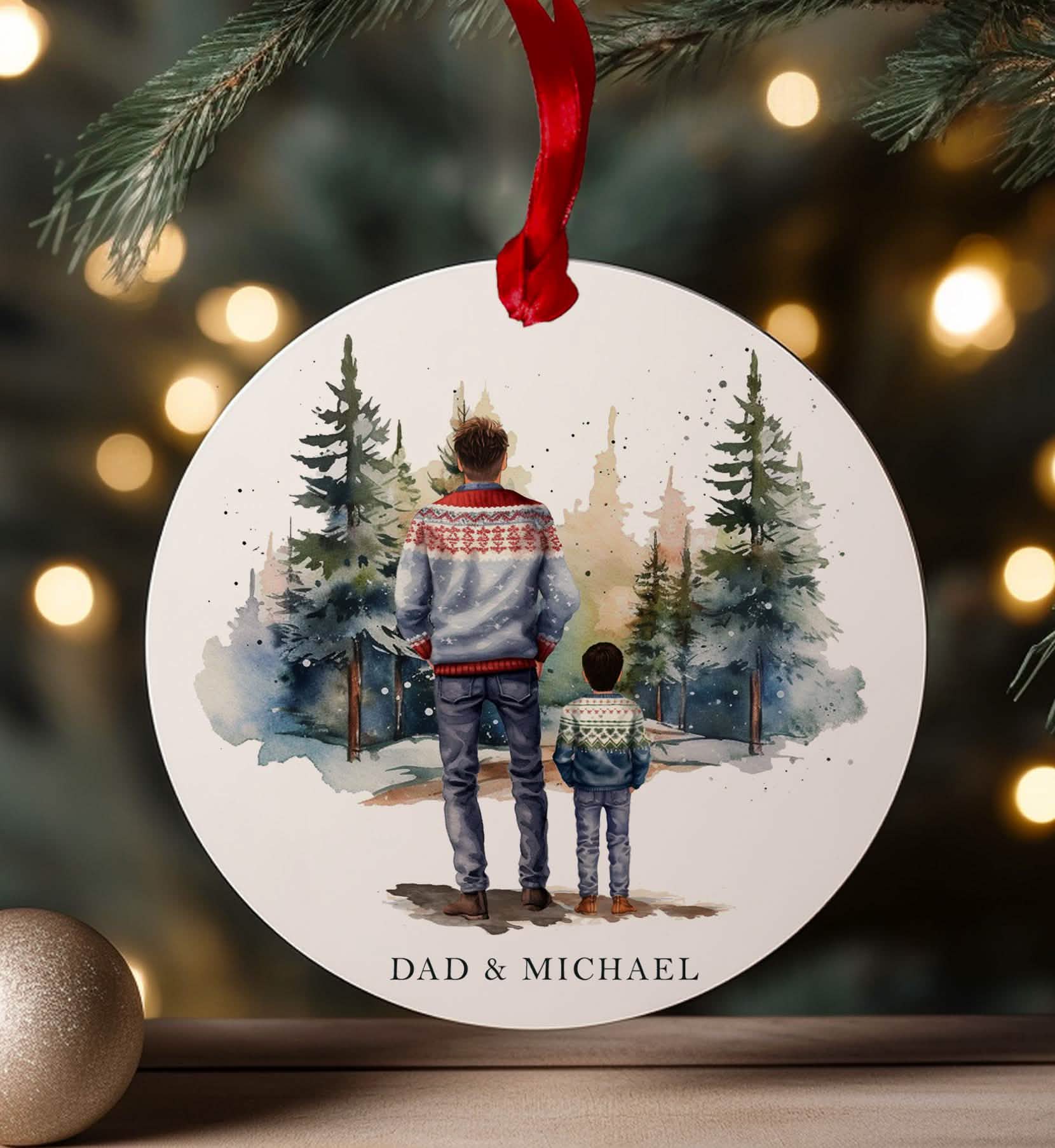 Daddy and son christmas bauble, single parent xmas gift, Dad and me cute ornament present The love between a father and son