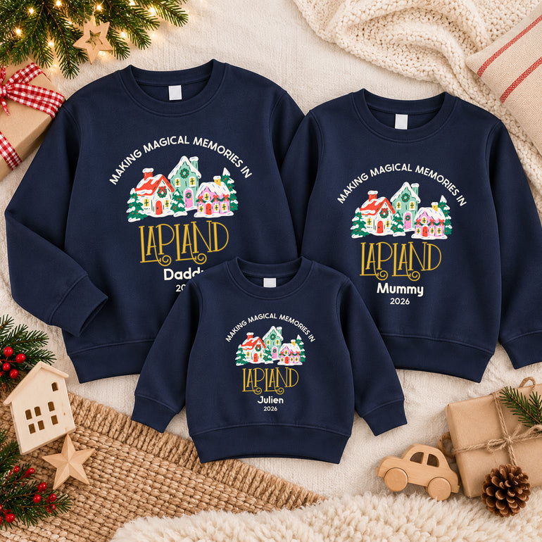 Personalised Lapland jumper, Making Magical Memories in Lapland with name and year, alternative view