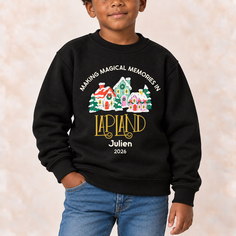 Personalised Lapland jumper, Making Magical Memories in Lapland with name and year, alternative view