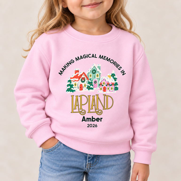 Personalised Lapland jumper, Making Magical Memories in Lapland with name and year, alternative view