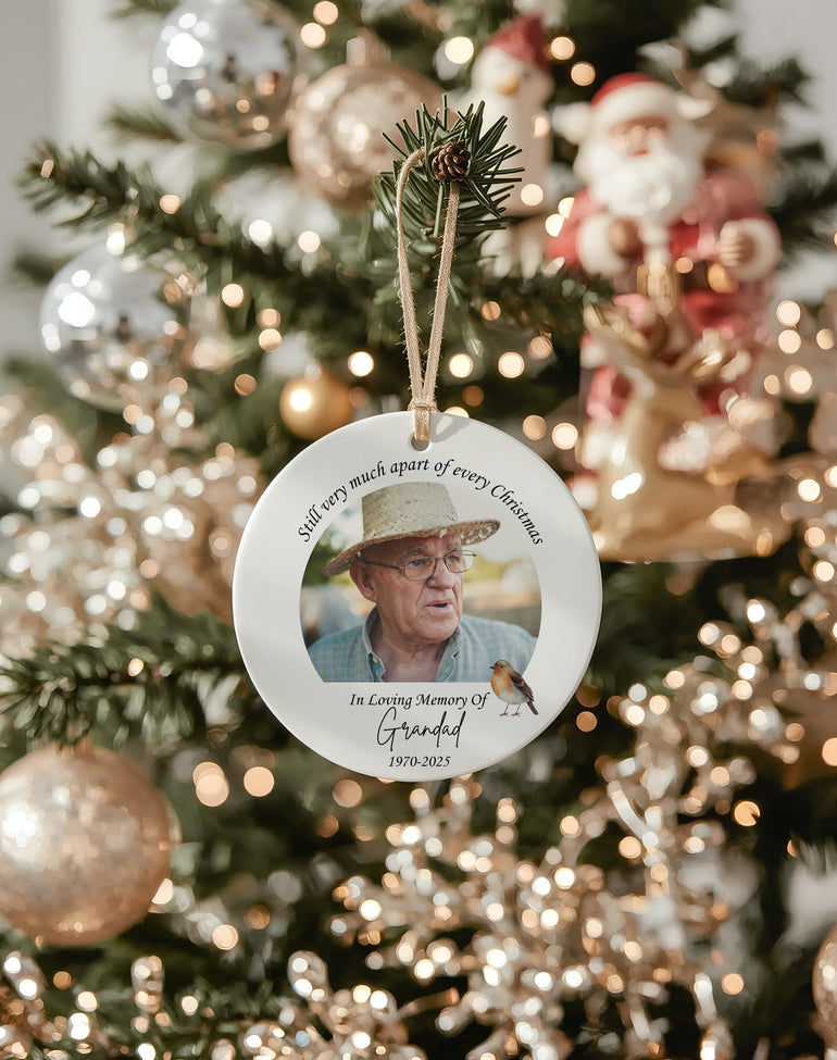 Grandad Photo Memorial Christmas Bauble