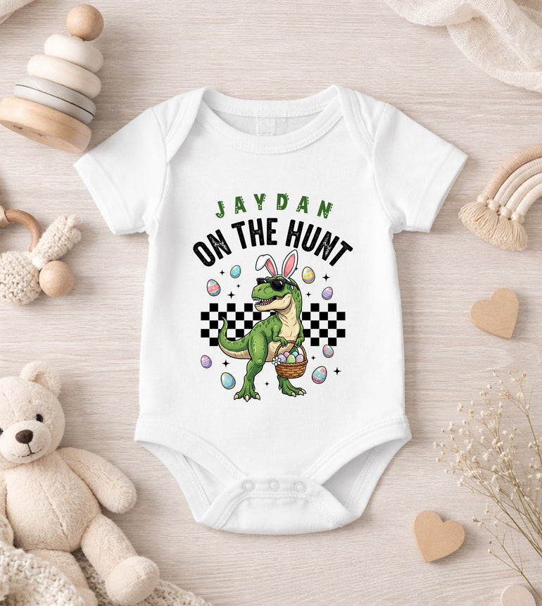 baby vest personalised easter dinosaur outfit