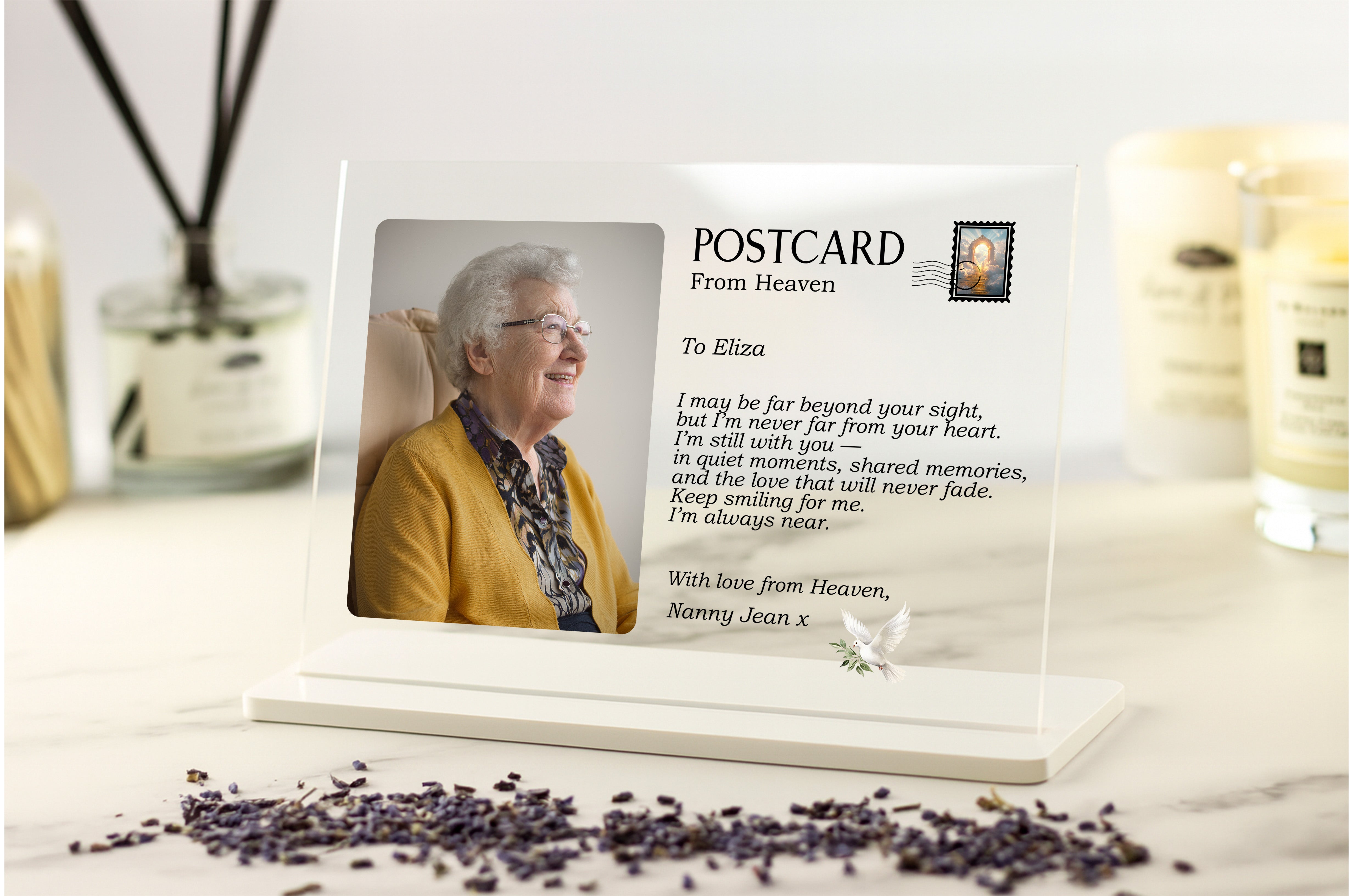 Personalised Postcard from Heaven acrylic plaque with photo