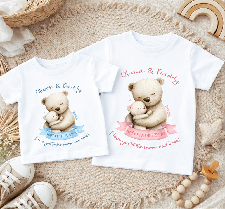 personalised children fathers day t shirt matching set