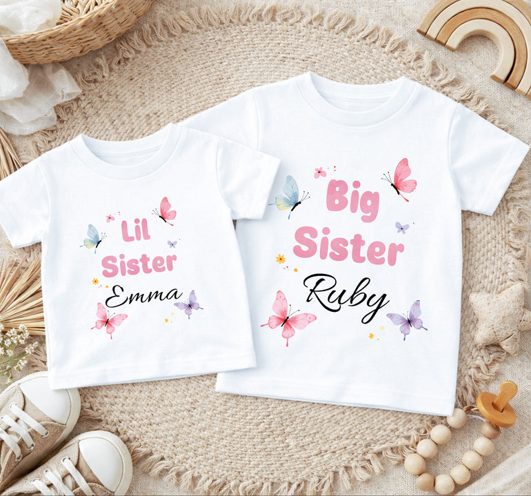 personalised big sister little sister butterfly matching outfits